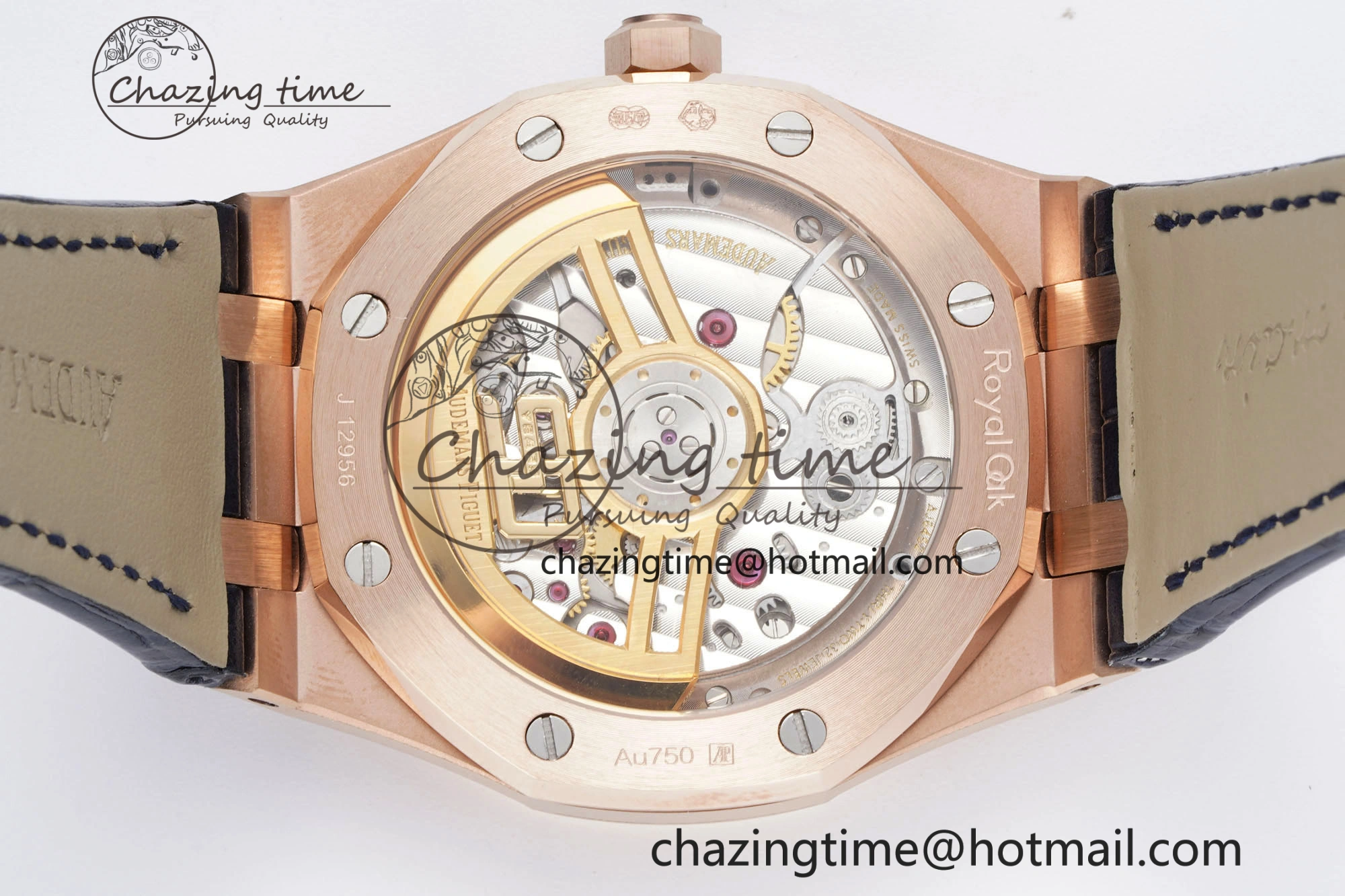 Royal Oak 41mm 15500 RG BF 1:1 Best Edition Blue Textured Dial on Blue Leather Strap A Seasonal 4601