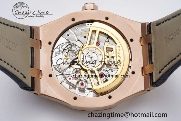 Royal Oak 41mm 15500 RG BF 1:1 Best Edition Blue Textured Dial on Blue Leather Strap A Seasonal 4601