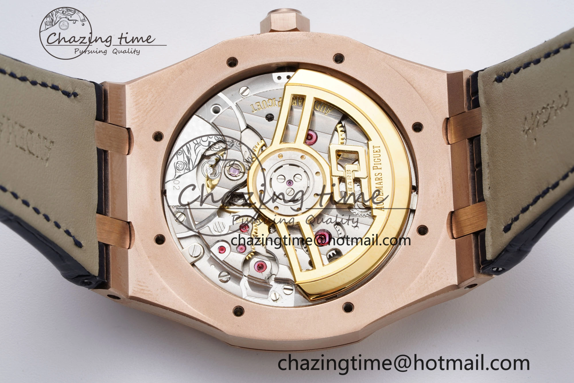 Royal Oak 41mm 15500 RG BF 1:1 Best Edition Blue Textured Dial on Blue Leather Strap A Seasonal 4601