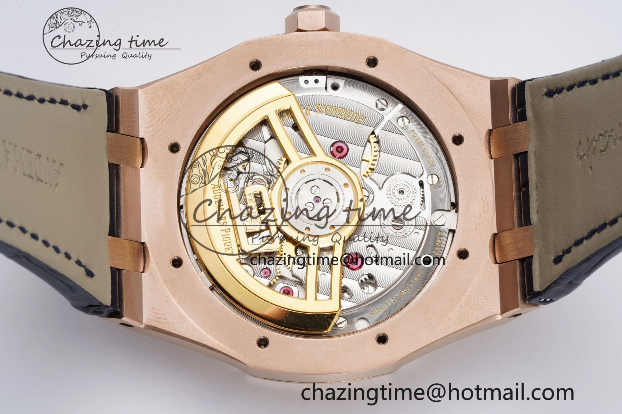 Royal Oak 41mm 15500 RG BF 1:1 Best Edition Blue Textured Dial on Blue Leather Strap A Seasonal 4601