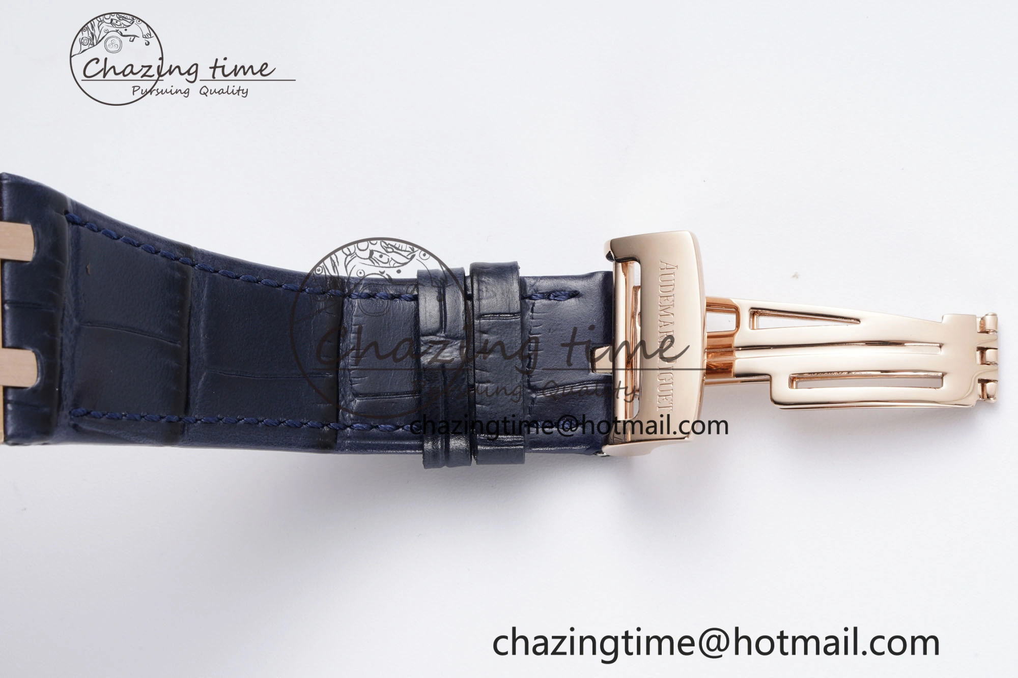 Royal Oak 41mm 15500 RG BF 1:1 Best Edition Blue Textured Dial on Blue Leather Strap A Seasonal 4601