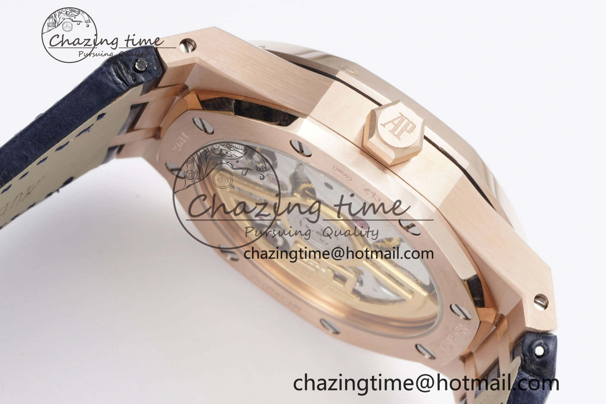 Royal Oak 41mm 15500 RG BF 1:1 Best Edition Blue Textured Dial on Blue Leather Strap A Seasonal 4601