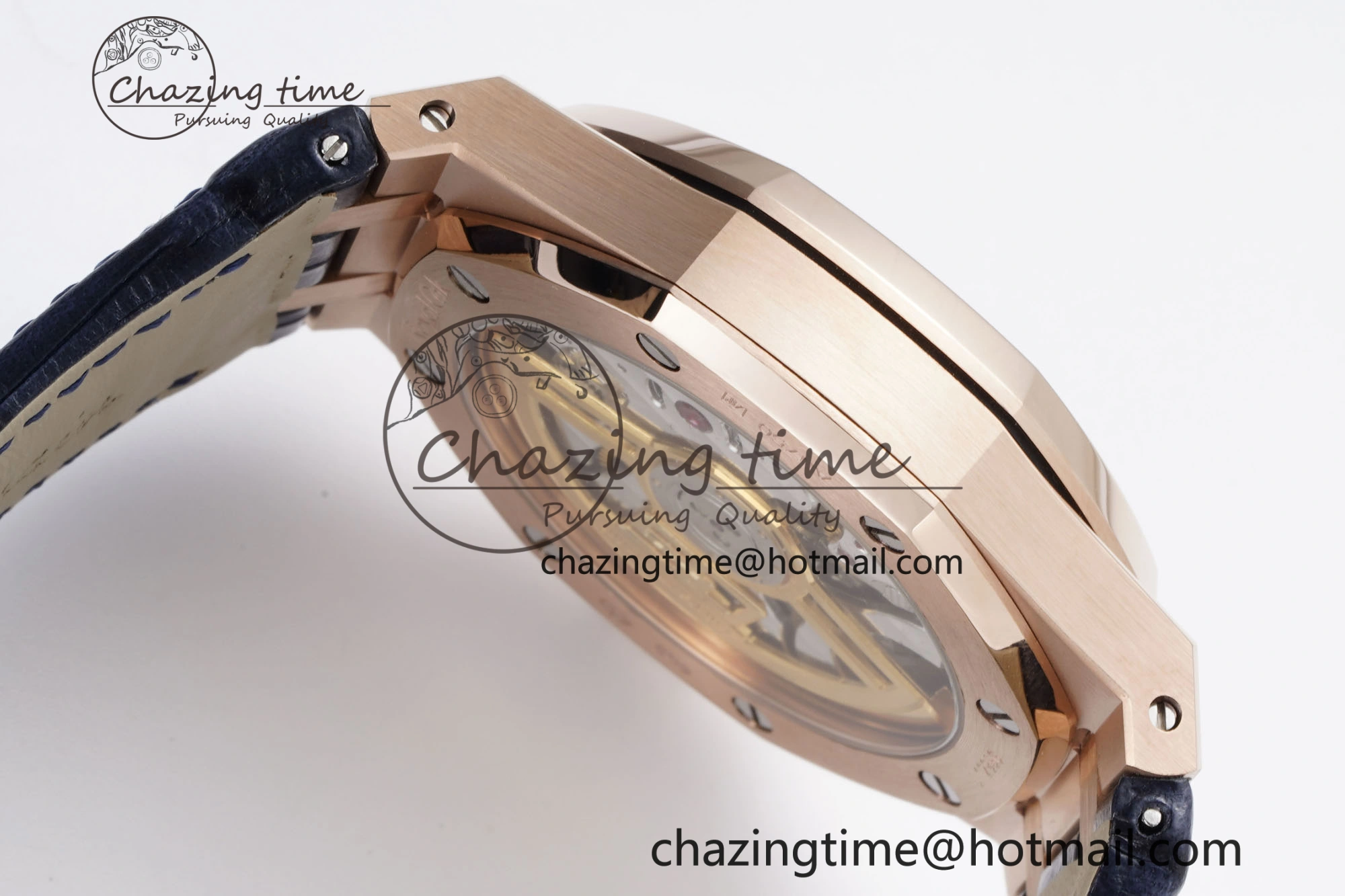 Royal Oak 41mm 15500 RG BF 1:1 Best Edition Blue Textured Dial on Blue Leather Strap A Seasonal 4601