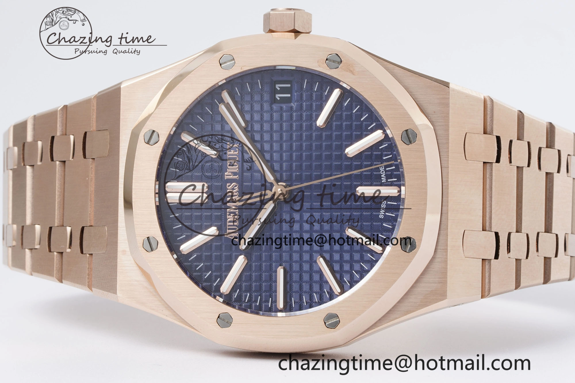 Royal Oak 41mm 15500 RG BF 1:1 Best Edition Blue Textured Dial on SS Bracelet A BestValue 4608