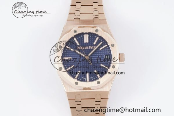 Royal Oak 41mm 15500 RG BF 1:1 Best Edition Blue Textured Dial on SS Bracelet A BestValue 4608