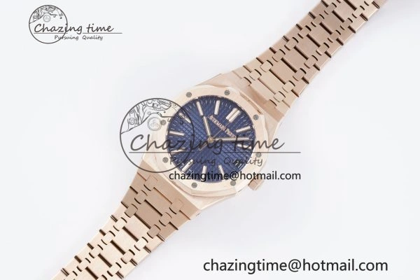 Royal Oak 41mm 15500 RG BF 1:1 Best Edition Blue Textured Dial on SS Bracelet A BestValue 4608
