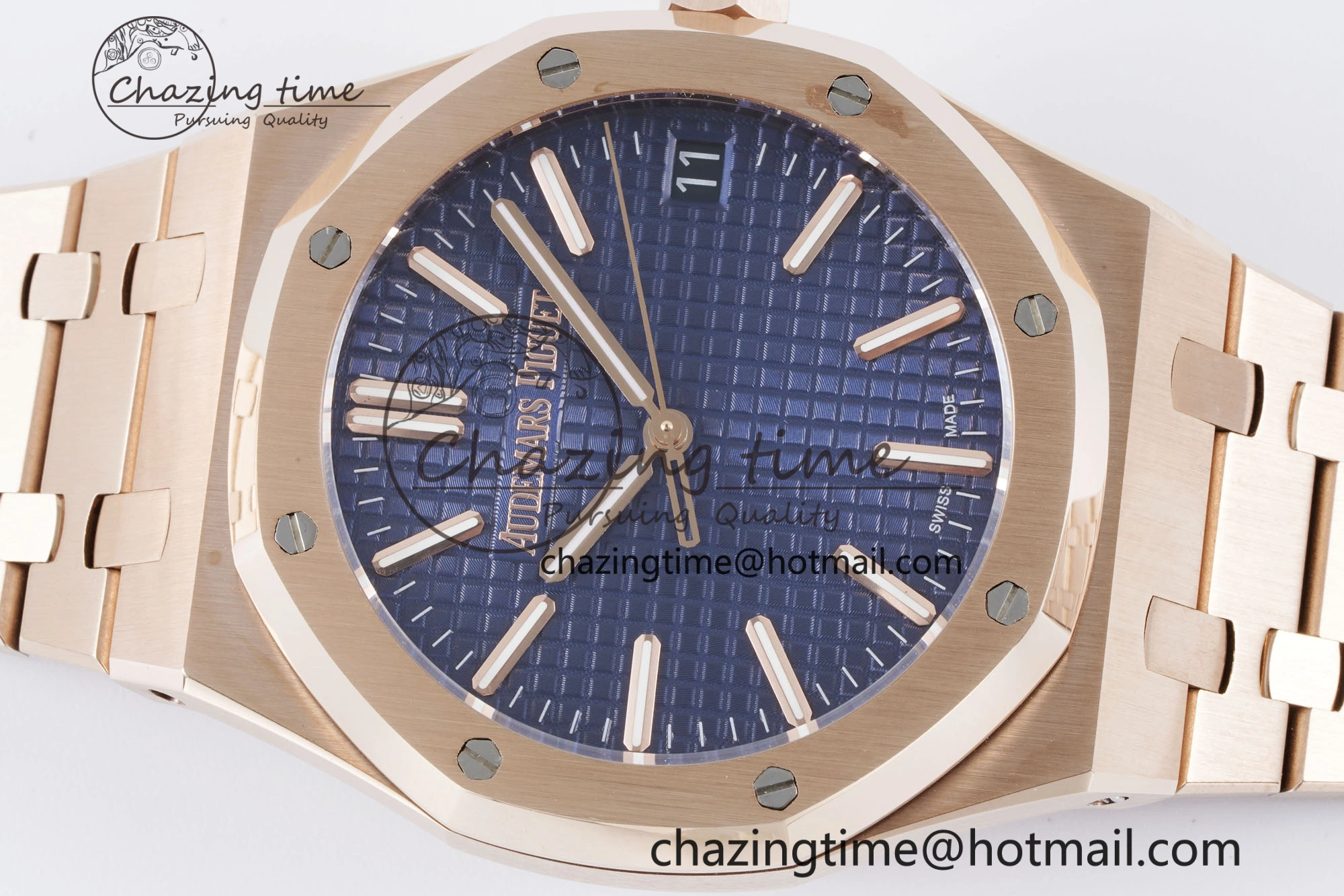 Royal Oak 41mm 15500 RG BF 1:1 Best Edition Blue Textured Dial on SS Bracelet A BestValue 4608