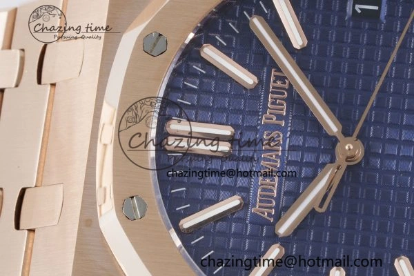 Royal Oak 41mm 15500 RG BF 1:1 Best Edition Blue Textured Dial on SS Bracelet A BestValue 4608