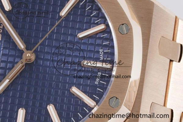 Royal Oak 41mm 15500 RG BF 1:1 Best Edition Blue Textured Dial on SS Bracelet A BestValue 4608