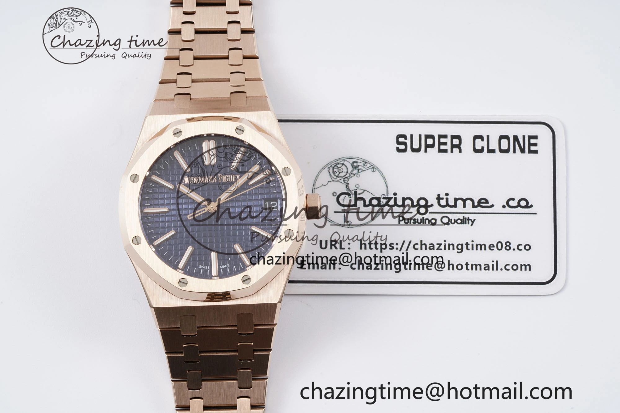 Royal Oak 41mm 15500 RG BF 1:1 Best Edition Blue Textured Dial on SS Bracelet A BestValue 4608