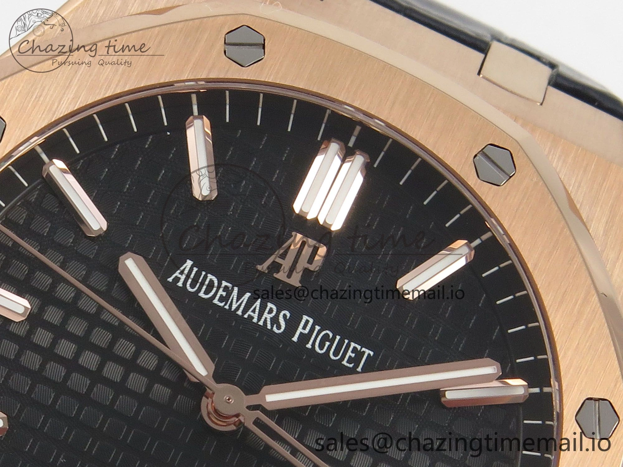 Royal Oak 41mm 15500 RG RSF 1:1 Best Edition Black Dial on Blue leather strap SA4302 Super Clone HighPerformance 4207