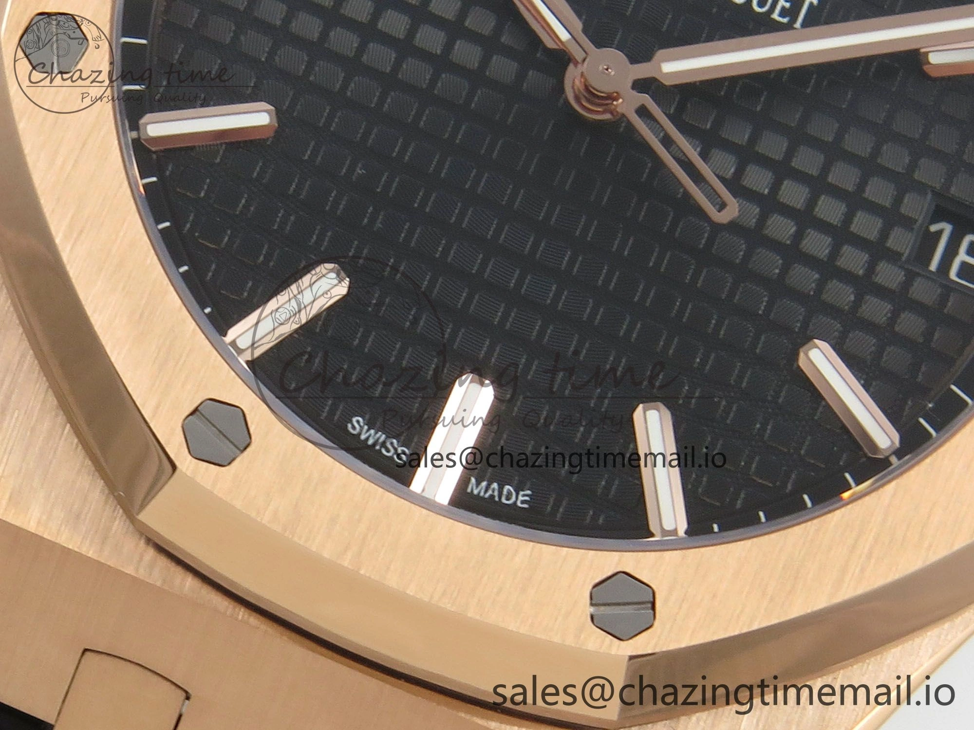 Royal Oak 41mm 15500 RG RSF 1:1 Best Edition Black Dial on Blue leather strap SA4302 Super Clone HighPerformance 4207