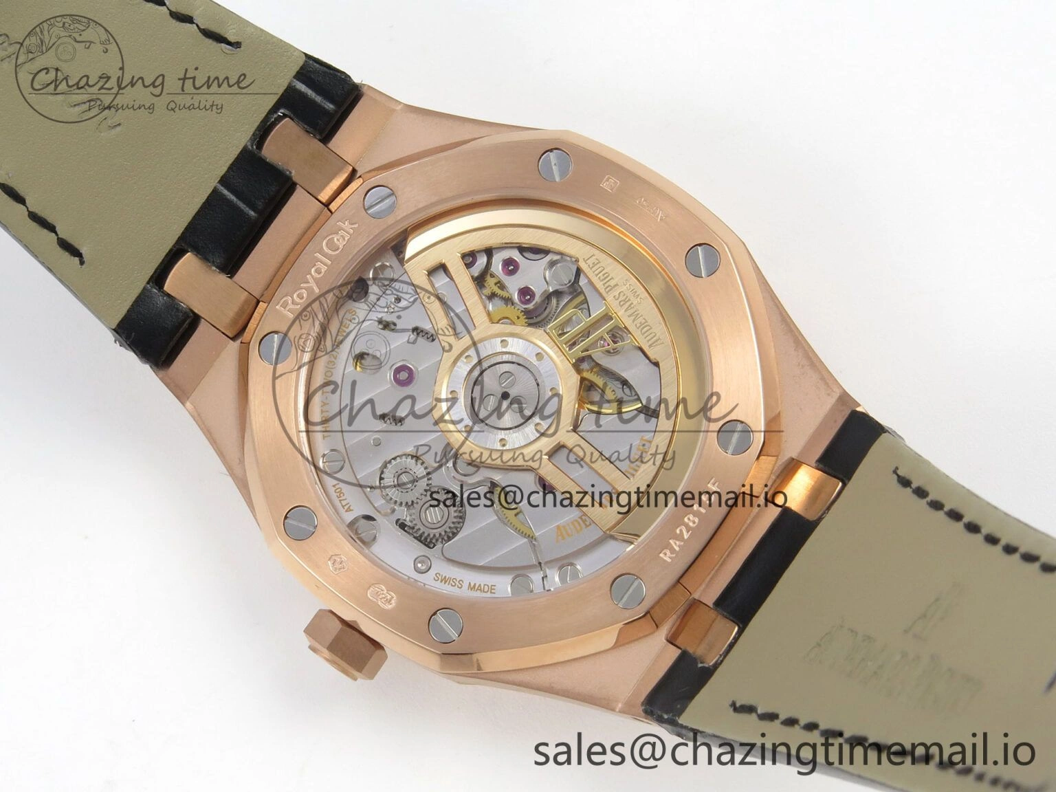 Royal Oak 41mm 15500 RG RSF 1:1 Best Edition Black Dial on Blue leather strap SA4302 Super Clone HighPerformance 4207