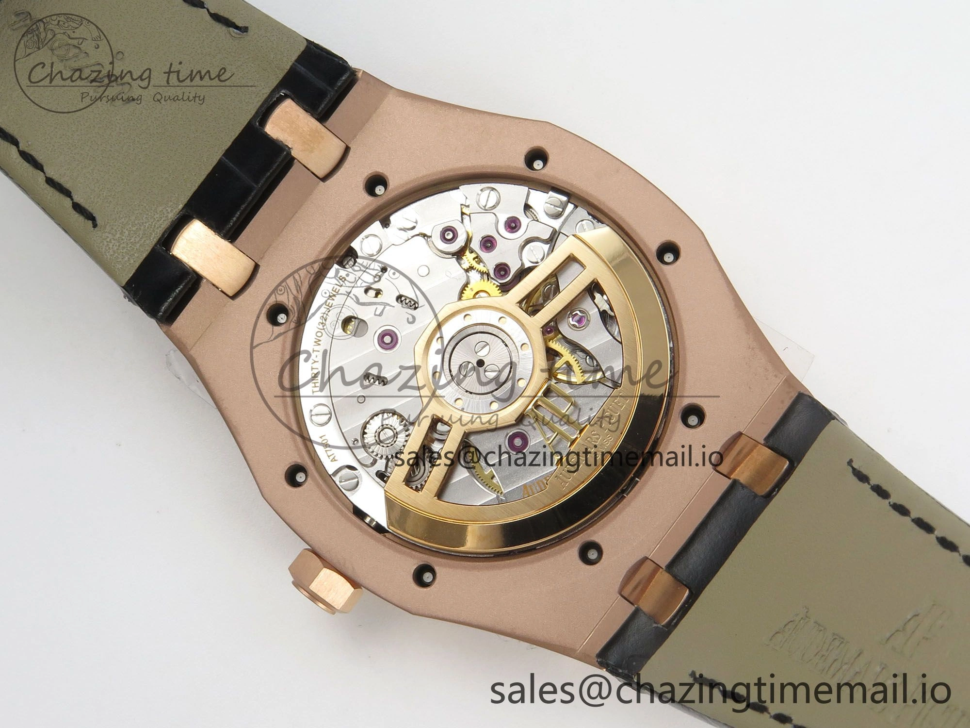 Royal Oak 41mm 15500 RG RSF 1:1 Best Edition Black Dial on Blue leather strap SA4302 Super Clone HighPerformance 4207