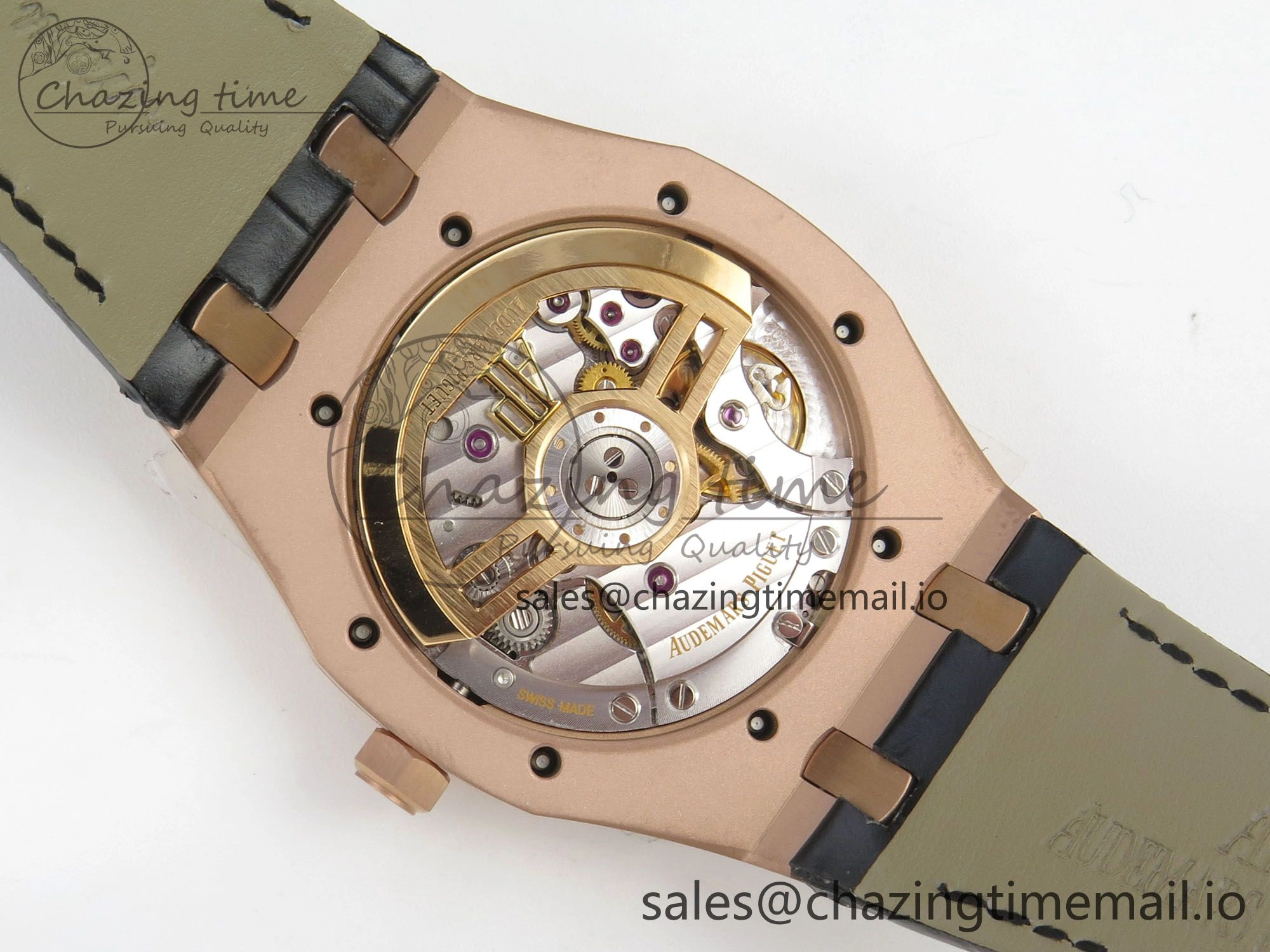 Royal Oak 41mm 15500 RG RSF 1:1 Best Edition Black Dial on Blue leather strap SA4302 Super Clone HighPerformance 4207