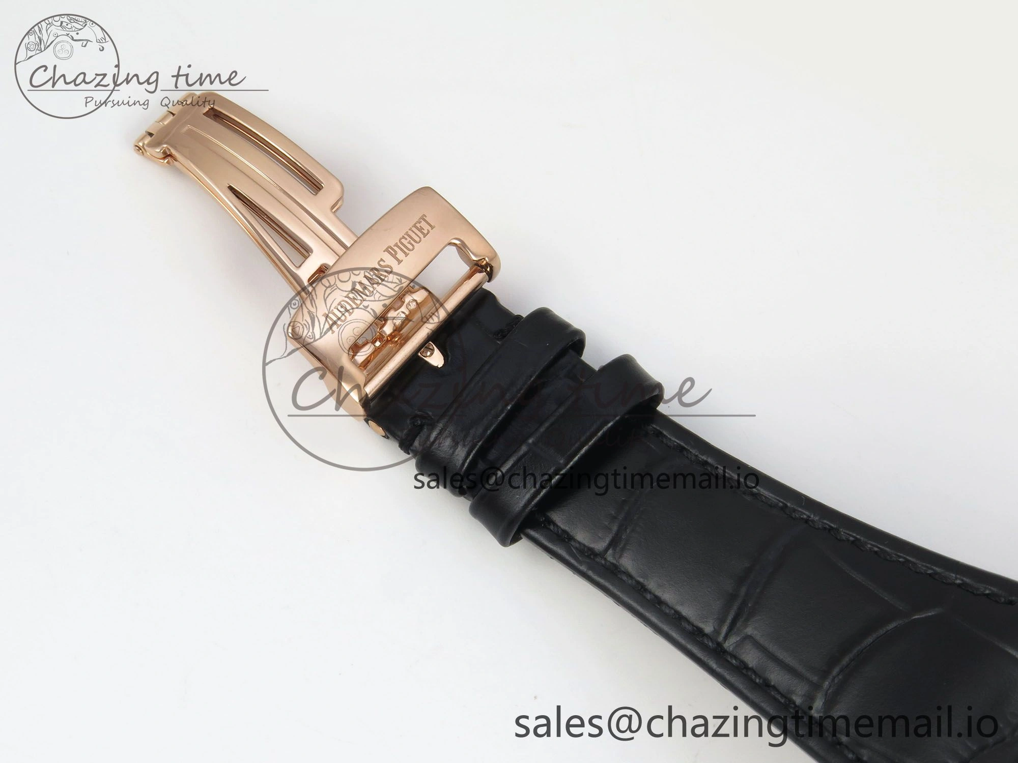 Royal Oak 41mm 15500 RG RSF 1:1 Best Edition Black Dial on Blue leather strap SA4302 Super Clone HighPerformance 4207