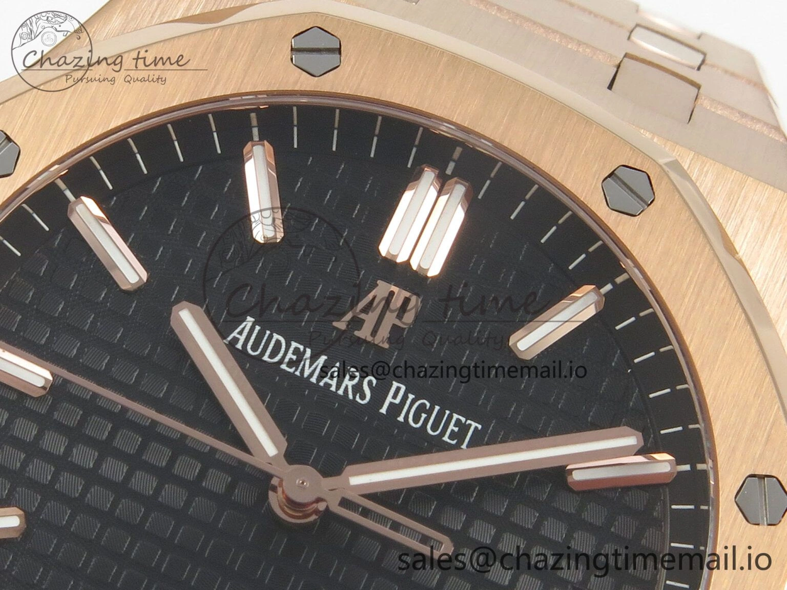 Royal Oak 41mm 15500 RG RSF 1:1 Best Edition Black Dial on RG Bracelet SA4302 Super Clone Soft 4206