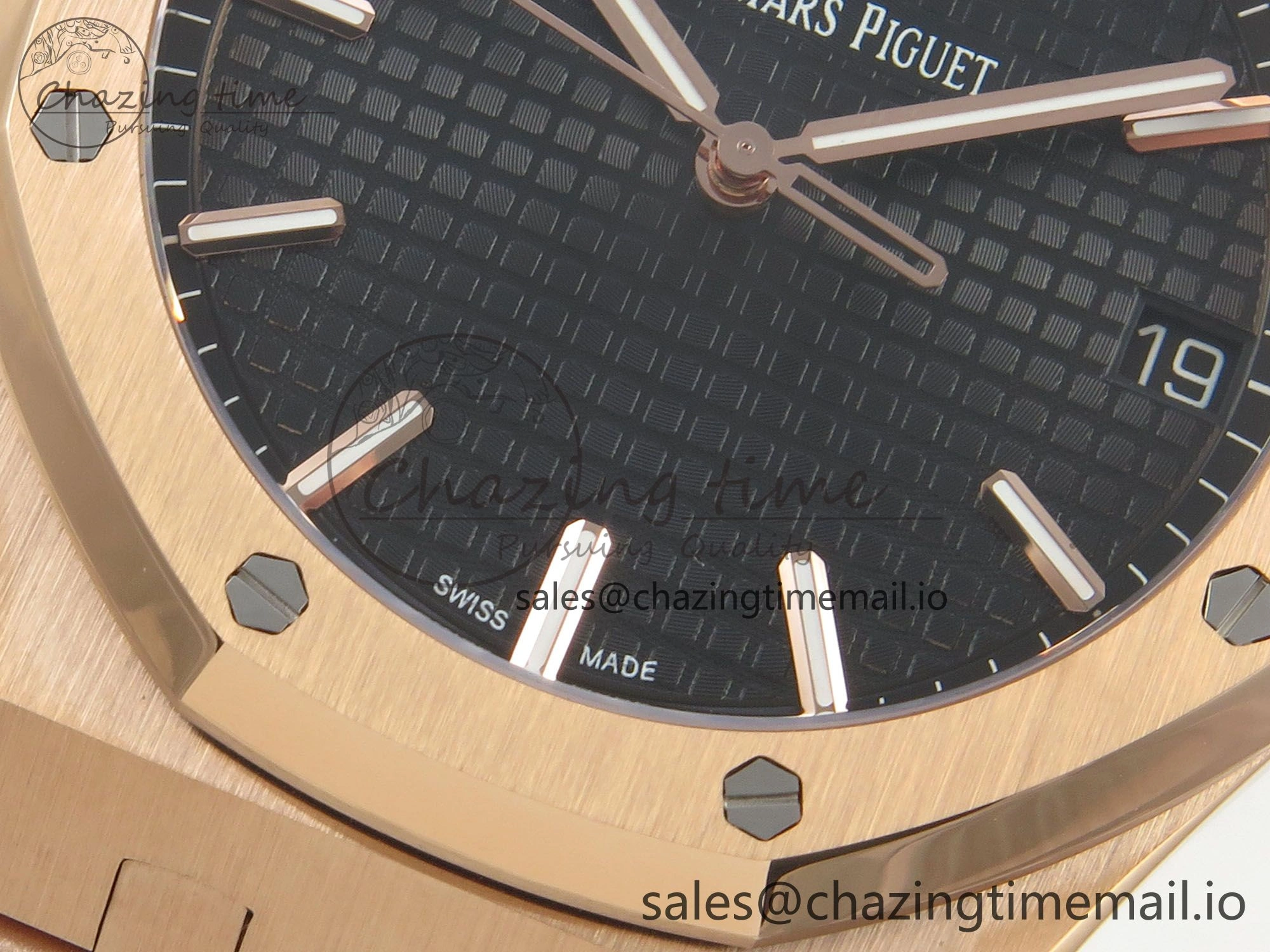 Royal Oak 41mm 15500 RG RSF 1:1 Best Edition Black Dial on RG Bracelet SA4302 Super Clone Soft 4206