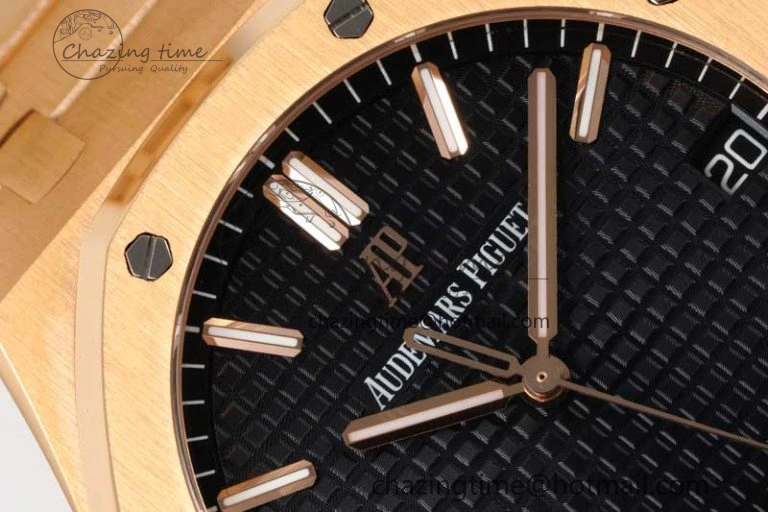 Royal Oak 41mm 15500 RG ZF 1:1 Best Edition Black Textured Dial on RG Bracelet A4302 V EasyCare 4770