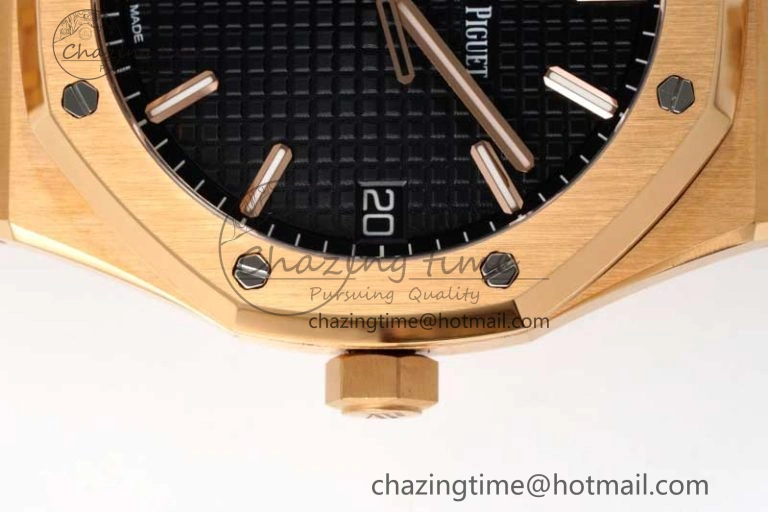 Royal Oak 41mm 15500 RG ZF 1:1 Best Edition Black Textured Dial on RG Bracelet A4302 V EasyCare 4770