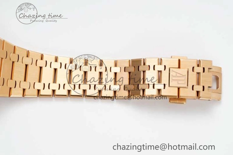 Royal Oak 41mm 15500 RG ZF 1:1 Best Edition White Textured Dial on RG Bracelet A4302 V Supportive 4771