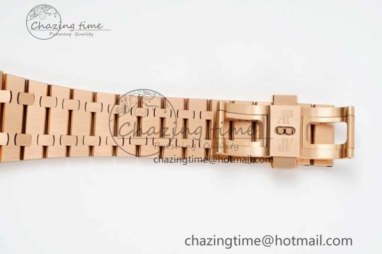 Royal Oak 41mm 15500 RG ZF 1:1 Best Edition White Textured Dial on RG Bracelet A4302 V Supportive 4771