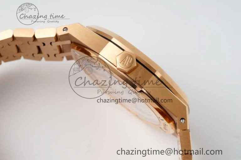 Royal Oak 41mm 15500 RG ZF 1:1 Best Edition White Textured Dial on RG Bracelet A4302 V Supportive 4771