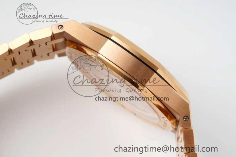 Royal Oak 41mm 15500 RG ZF 1:1 Best Edition White Textured Dial on RG Bracelet A4302 V Supportive 4771
