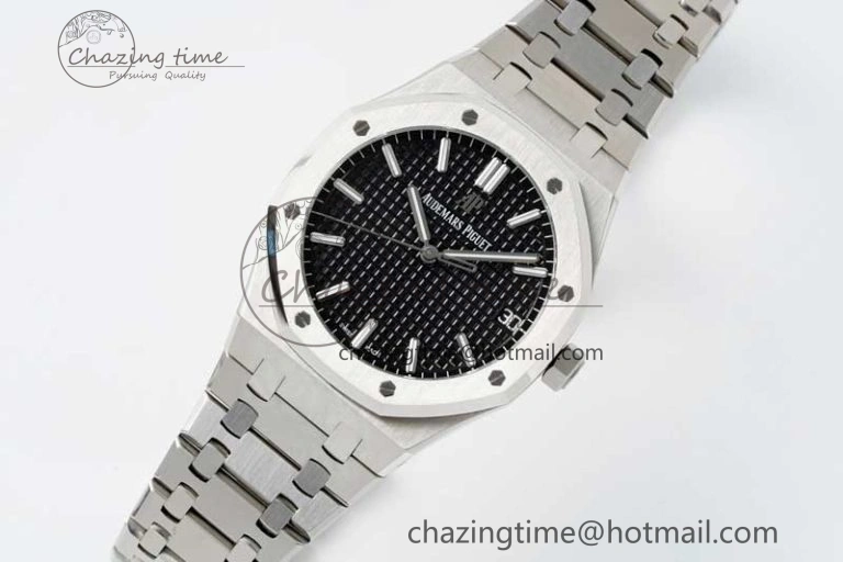 WellDesigned Royal Oak 41mm 15500 SS APSF 1:1 Best Edition Black Textured Dial on SS Bracelet A4302 Super Clone 4750