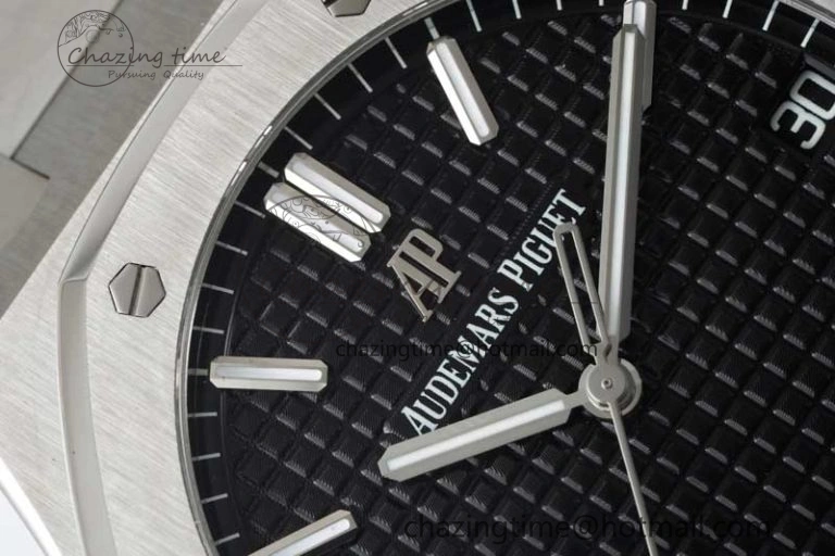 WellDesigned Royal Oak 41mm 15500 SS APSF 1:1 Best Edition Black Textured Dial on SS Bracelet A4302 Super Clone 4750