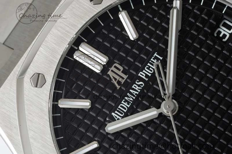 WellDesigned Royal Oak 41mm 15500 SS APSF 1:1 Best Edition Black Textured Dial on SS Bracelet A4302 Super Clone 4750