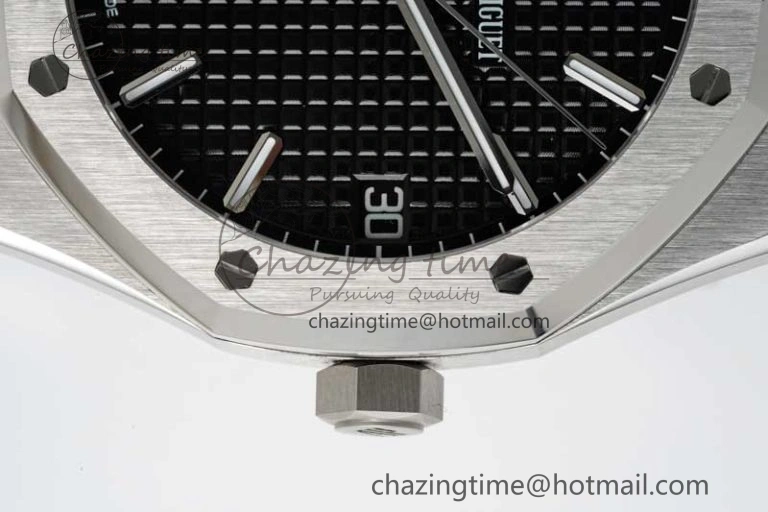 WellDesigned Royal Oak 41mm 15500 SS APSF 1:1 Best Edition Black Textured Dial on SS Bracelet A4302 Super Clone 4750