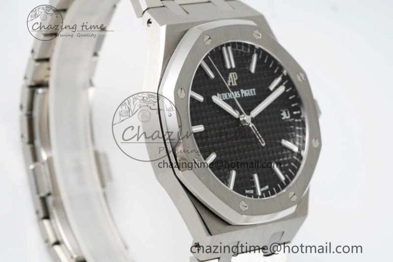 WellDesigned Royal Oak 41mm 15500 SS APSF 1:1 Best Edition Black Textured Dial on SS Bracelet A4302 Super Clone 4750