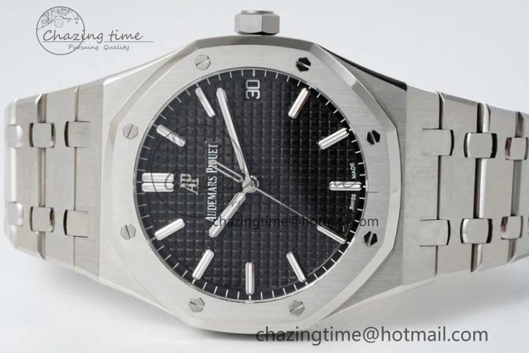 WellDesigned Royal Oak 41mm 15500 SS APSF 1:1 Best Edition Black Textured Dial on SS Bracelet A4302 Super Clone 4750