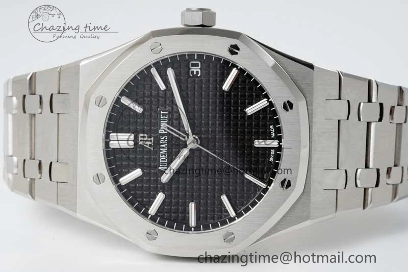 WellDesigned Royal Oak 41mm 15500 SS APSF 1:1 Best Edition Black Textured Dial on SS Bracelet A4302 Super Clone 4750