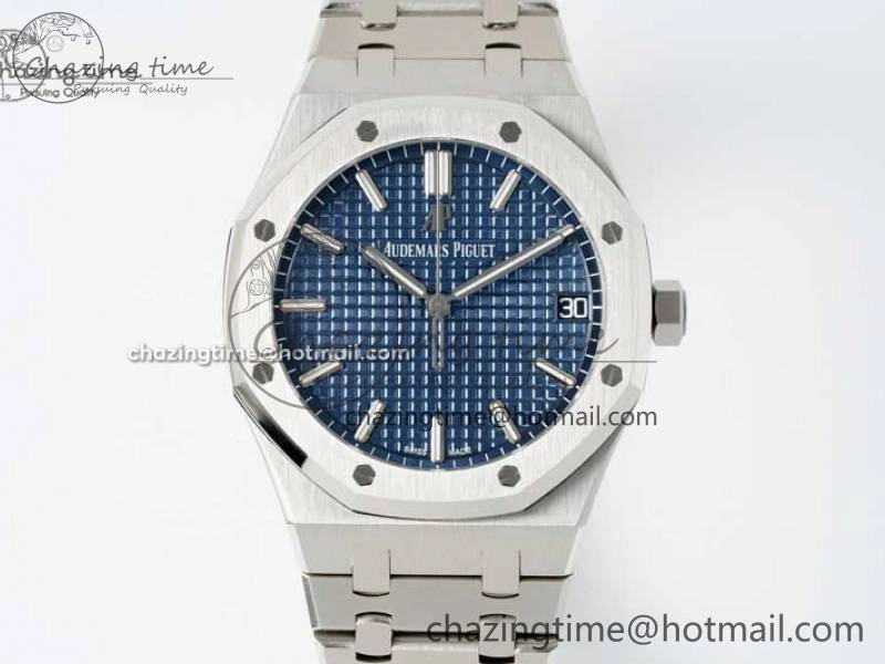 Royal Oak 41mm 15500 SS APSF 1:1 Best Edition Blue Textured Dial on SS Bracelet A4302 Super Clone DailyWear 4749