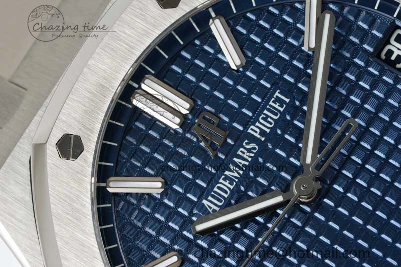 Royal Oak 41mm 15500 SS APSF 1:1 Best Edition Blue Textured Dial on SS Bracelet A4302 Super Clone DailyWear 4749