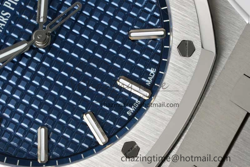 Royal Oak 41mm 15500 SS APSF 1:1 Best Edition Blue Textured Dial on SS Bracelet A4302 Super Clone DailyWear 4749