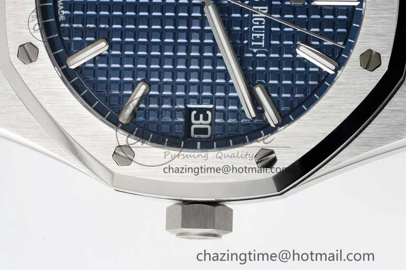 Royal Oak 41mm 15500 SS APSF 1:1 Best Edition Blue Textured Dial on SS Bracelet A4302 Super Clone DailyWear 4749