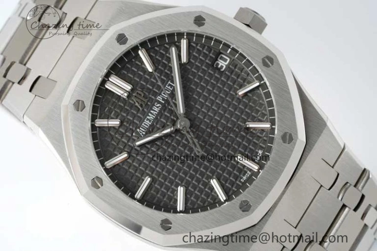 GoodFit Royal Oak 41mm 15500 SS APSF 1:1 Best Edition Gray Textured Dial on SS Bracelet A4302 Super Clone 4747