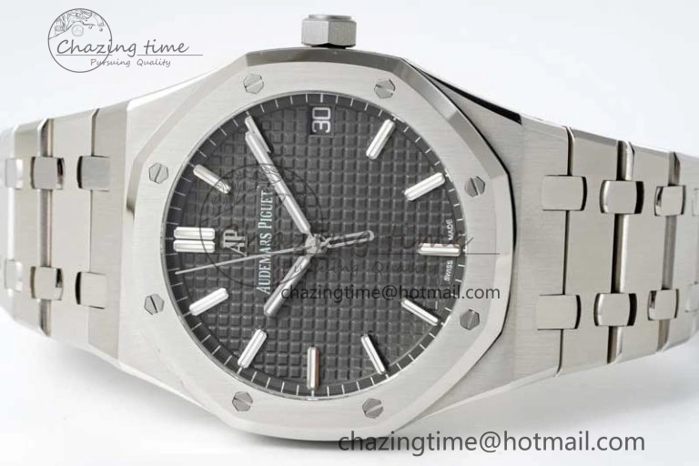 GoodFit Royal Oak 41mm 15500 SS APSF 1:1 Best Edition Gray Textured Dial on SS Bracelet A4302 Super Clone 4747