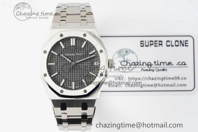 GoodFit Royal Oak 41mm 15500 SS APSF 1:1 Best Edition Gray Textured Dial on SS Bracelet A4302 Super Clone 4747