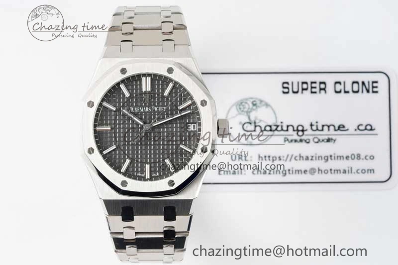 GoodFit Royal Oak 41mm 15500 SS APSF 1:1 Best Edition Gray Textured Dial on SS Bracelet A4302 Super Clone 4747