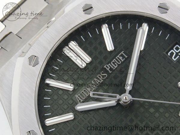 TimelessDesign Royal Oak 41mm 15500 SS APSF 1:1 Best Edition Green Textured Dial on SS Bracelet SA4302 Super Clone 4418