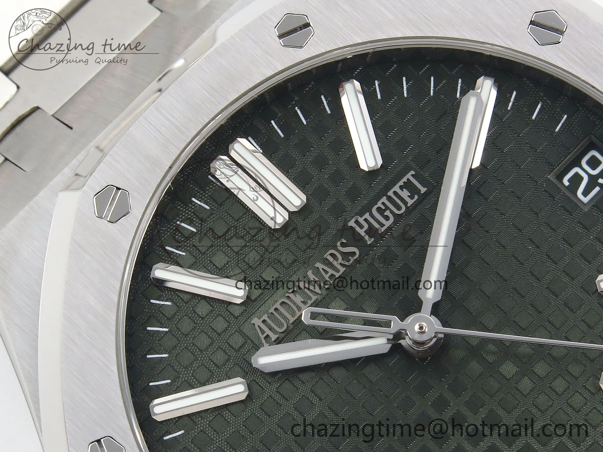 TimelessDesign Royal Oak 41mm 15500 SS APSF 1:1 Best Edition Green Textured Dial on SS Bracelet SA4302 Super Clone 4418