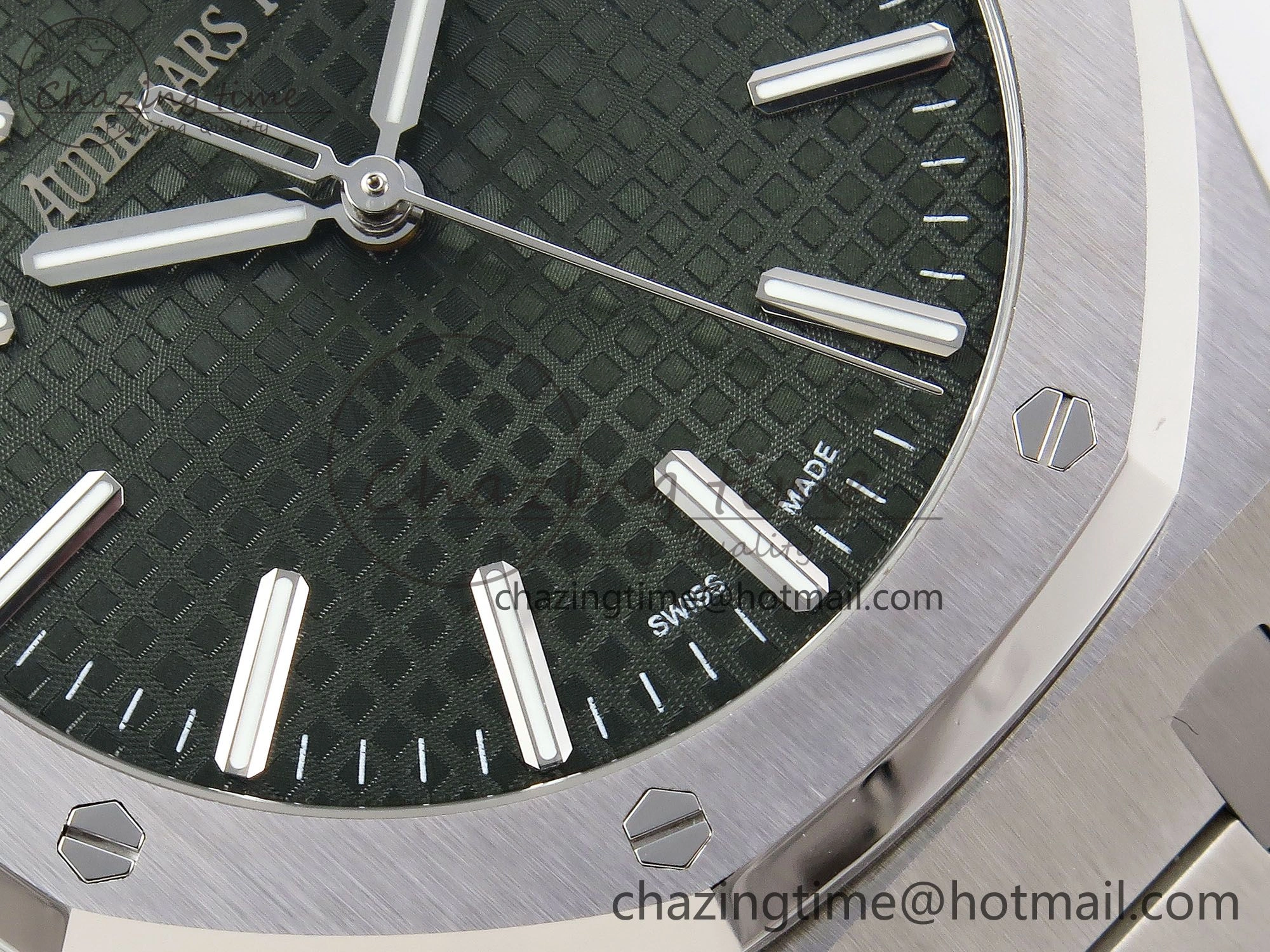 TimelessDesign Royal Oak 41mm 15500 SS APSF 1:1 Best Edition Green Textured Dial on SS Bracelet SA4302 Super Clone 4418