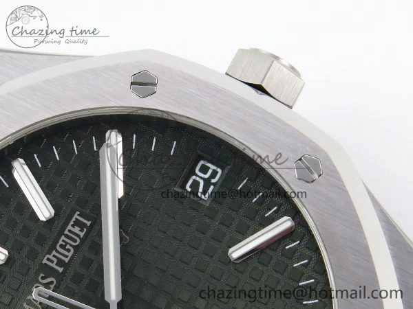 TimelessDesign Royal Oak 41mm 15500 SS APSF 1:1 Best Edition Green Textured Dial on SS Bracelet SA4302 Super Clone 4418