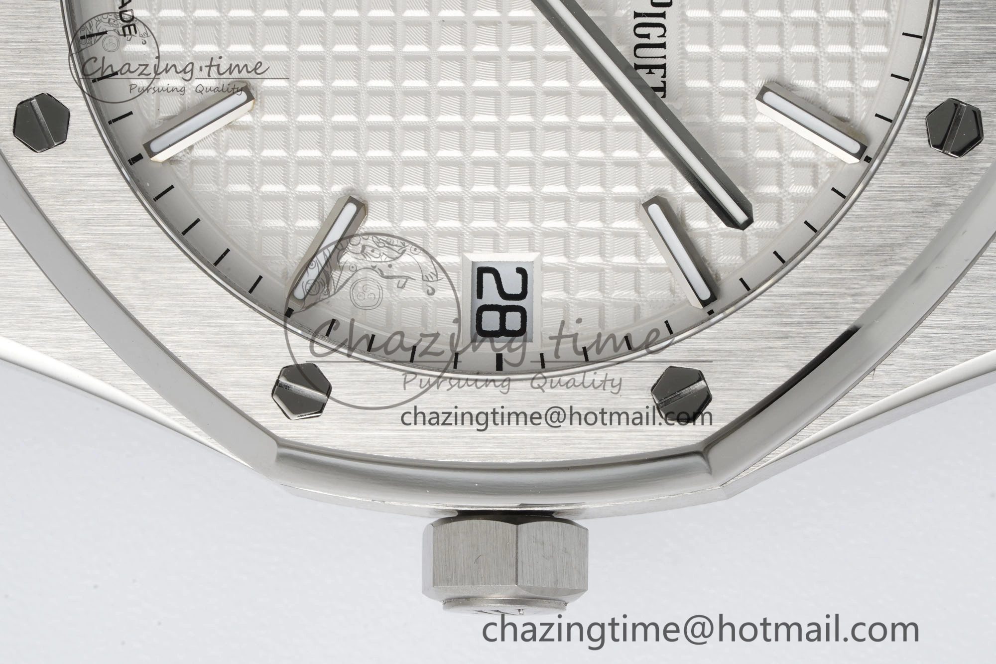 Breathable Royal Oak 41mm 15500 SS APSF 1:1 Best Edition White Textured Dial on SS Bracelet A4302 Super Clone 4735