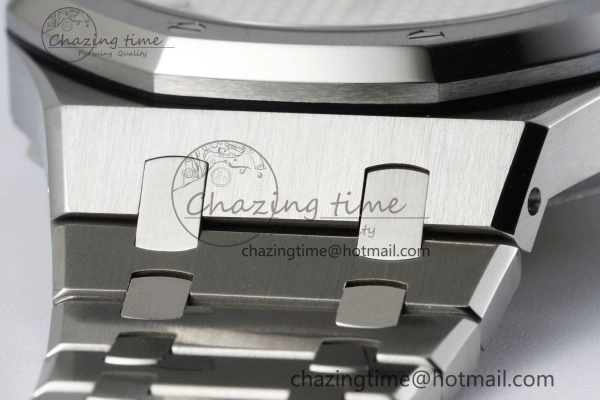 Breathable Royal Oak 41mm 15500 SS APSF 1:1 Best Edition White Textured Dial on SS Bracelet A4302 Super Clone 4735