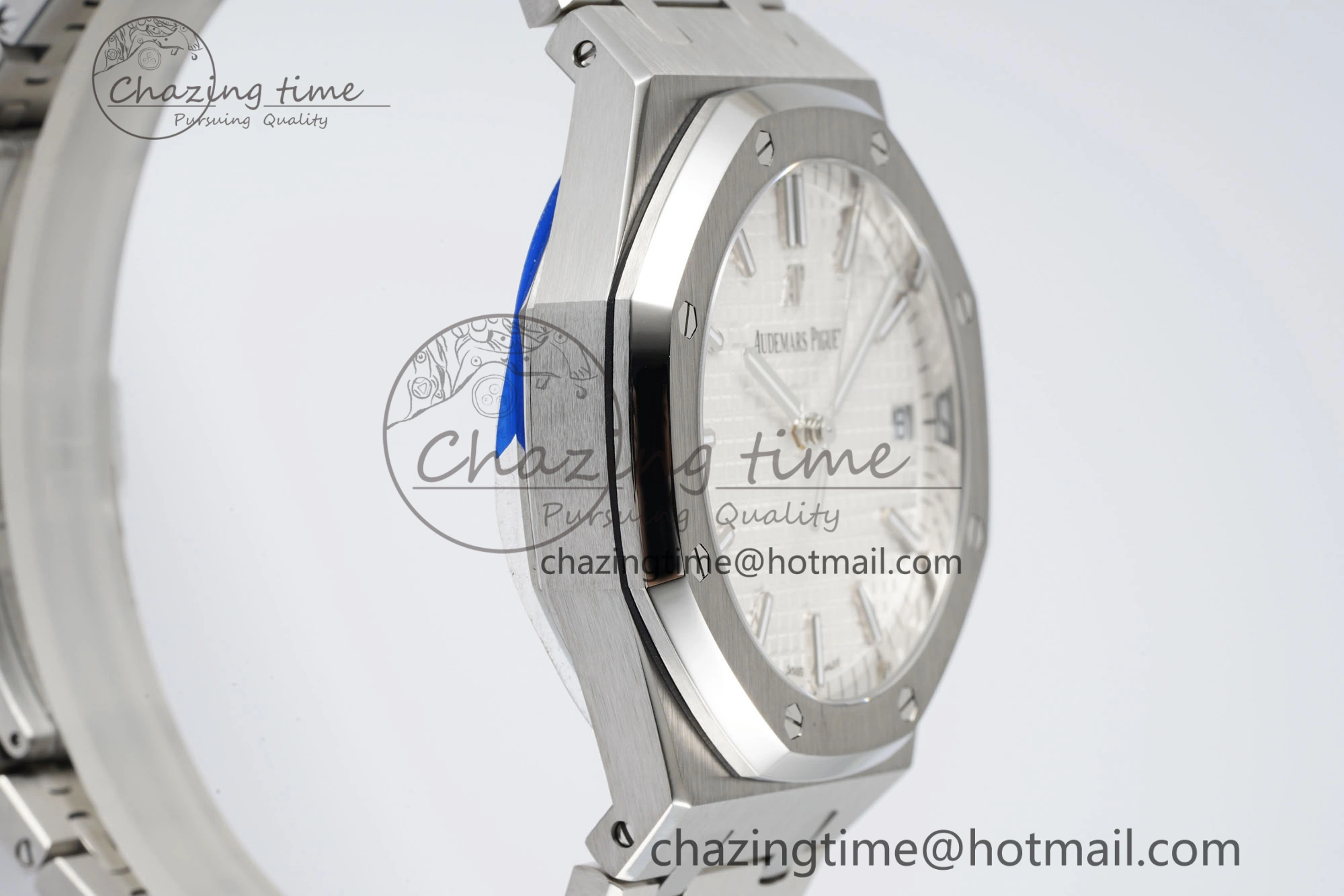Breathable Royal Oak 41mm 15500 SS APSF 1:1 Best Edition White Textured Dial on SS Bracelet A4302 Super Clone 4735